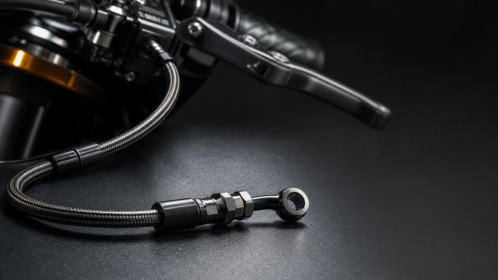 Braided motorcycle hose and precision fittings