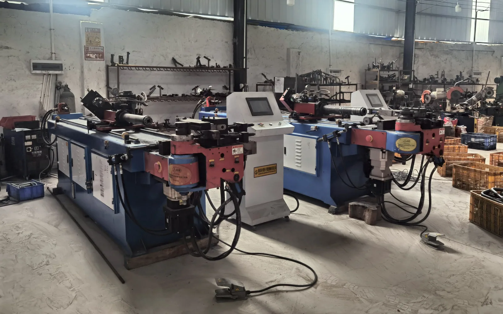 Tube bending equipment on the production floor